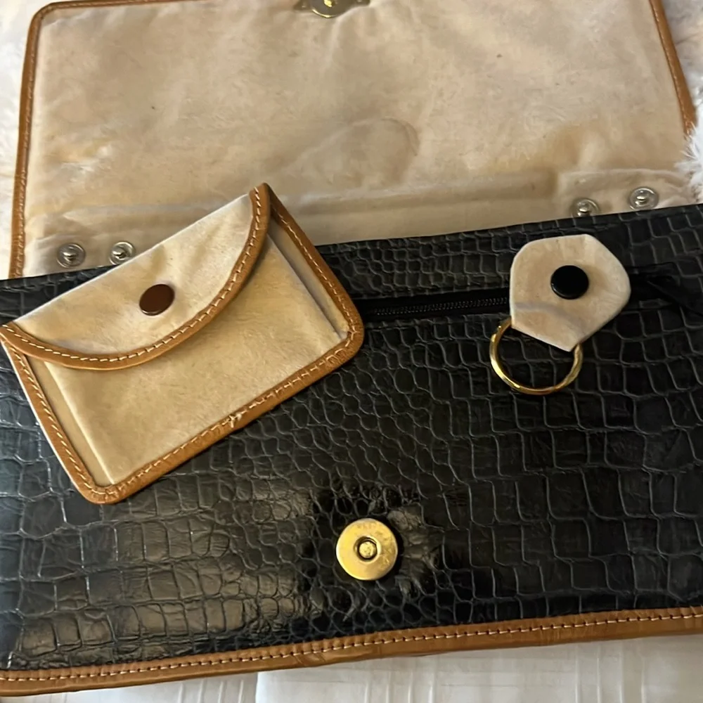 Navy Blue Croc Embossed Faux Leather Flap Clutch Crossbody Shoulder Bag Purse